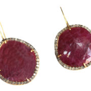 Gold Plated Silver Diamond Ruby Earring
