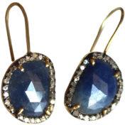 Victorian Style Gold Plated Blue Sapphire Gemstone Earring
