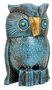 Handmade Decorative Wooden Owl Sculpture, Size : Width - 3 inches, Height - 6 inches.