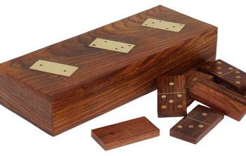 Wooden Handmade Single Dominoes Domino Set Game Box