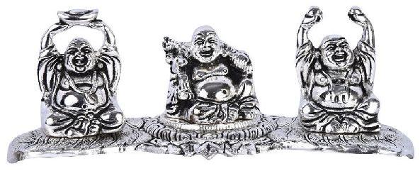 White Metal Laughing Buddha