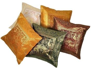 Zari Hand Embroidery Work Silk 5 Piece Cushion Cover