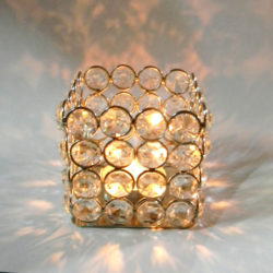 Crystal Square Golden Votive Holder