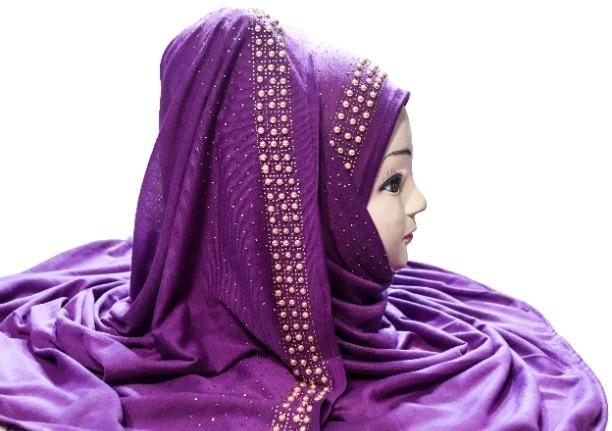 Stone Work Hosiery Soft Cotton Hijab Scarf