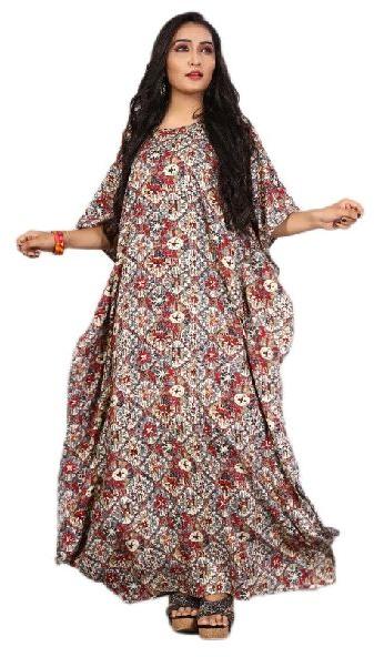 Women Rayon Soft Cotton Digital Printed Multi Color Kaftan Kurta