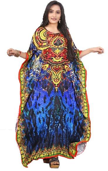 Women Satin Silk Digital Printed Multi Color Kaftan Kurta by JSDC INC ...