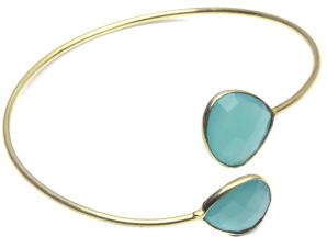 aqua chalcedony gold plated bangle