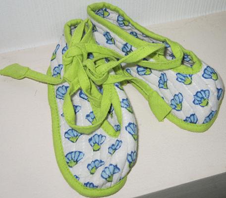 block-printed baby shoes