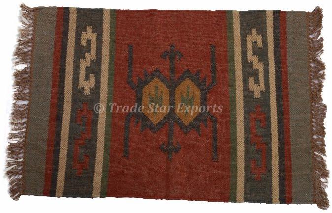 Indian Handmade Jute Kilim Rag Rug