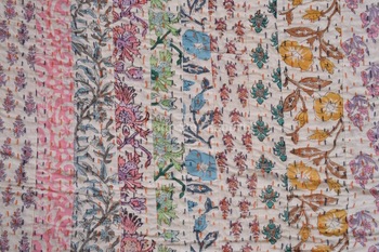 Jaipur Block Print Fabric Patchwork Quilt Bedspread