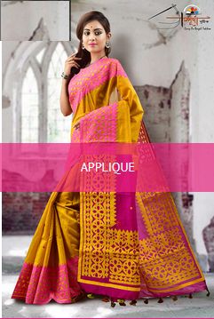 Printed SAE002 Applique Work Saree, Feature : Comfortable, Impeccable Finish