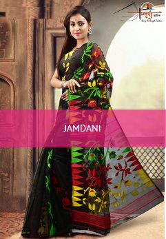 Printed SGJ004 Jamdani Saree, Color : Multicolor