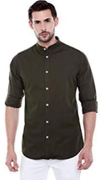 Full Sleeve Mens Chinese Collar Shirt, Technics : Attractive Pattern ...