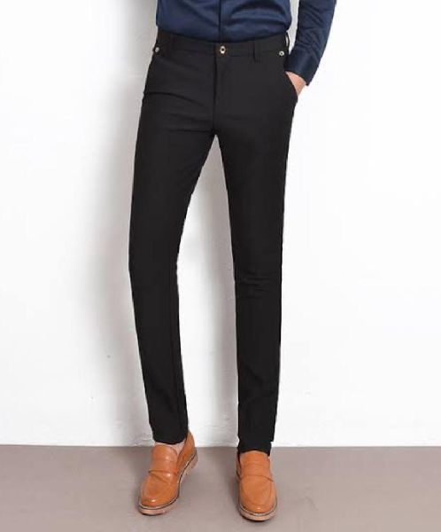 Ankle Fit Black 4 Way Stretchable Smart formal pants  Stagbeetle