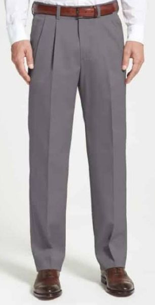 Mens Formal Grey Trousers, for Easily Washable, Waist Size : XL, XXL