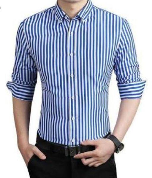 Striped Linen + Cotton Fabric Mens Lining Shirt, Size : XL, XXL