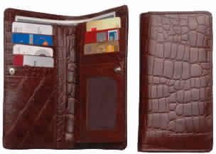 Brown color crocodile print genuine leather ladies wallet