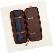 Quality Leather Delux Tie Case, Color : Brown