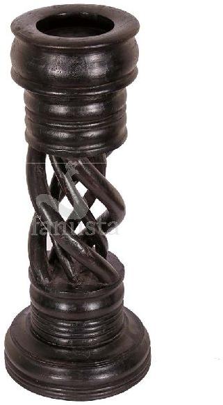 BLACK SPIRAL WOODEN CANDLE STAND