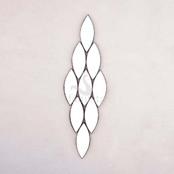 GLASS LEAF SHAPED WALL MIRROR, Color : Gold
