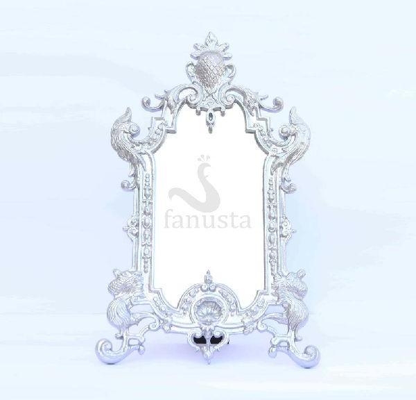 ALUMINIUM Silver Sculptural Table Mirror