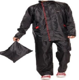 Black Rain Coat with Red Lines