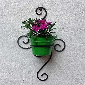 Green Wrought Iron Wall Planters
