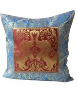 Handmade Brocade Silk Cushion Cover, for Car, Chair, Decorative, Seat, Outdoor, Indoor, Gift, Design : Elephant