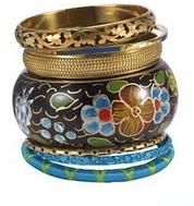 Flower printed multicolor fashion Brass Bangle Set