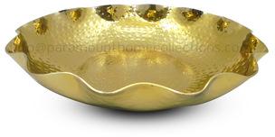 Designer Gold Finished Aluminium Round Bowl, Size : 41x41x8.5 Cm