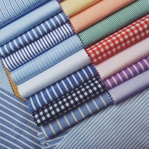 Checked Cotton Blended Shirting Fabric, Color : Multicolor