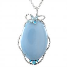 Blue Opal Pendant, Shape : Oval