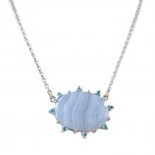 Faceted Lace agate Necklace, Color : Blue