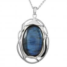Oval Labradorite gold plated Pendant, Color : Gray