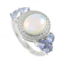 Opal and amethyst cluster ring, Color : Multi
