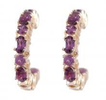 Rhodolite cluster hoop earring