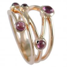 Rhodolite layering gold plated ring, Color : Red