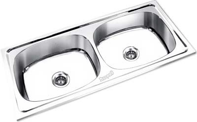 Stainless Steel Double Bowl Kitchen Sink Without Drainboard