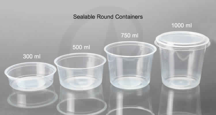 300 / 500 / 750 / 1000 ml Plain Round Container