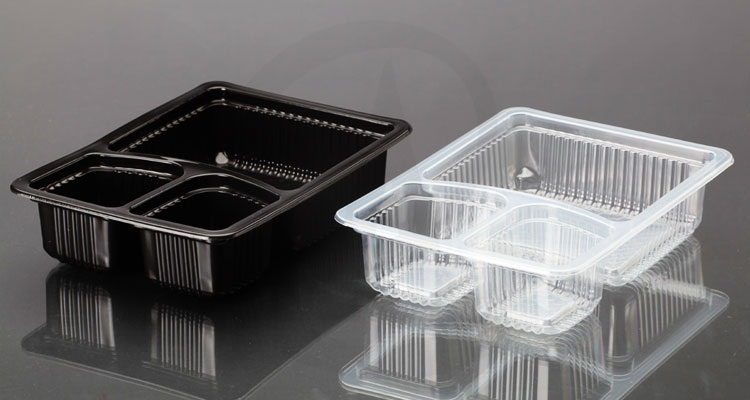 Abhinav PP ( Polypropylene) three COMPARTMENT TRAY, Color : Black / Clear