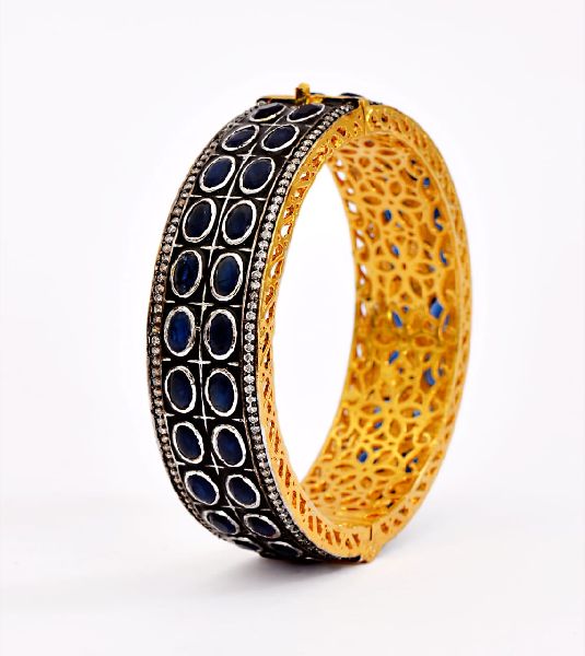 Imitation Ruby Stone Black Polish Bangle