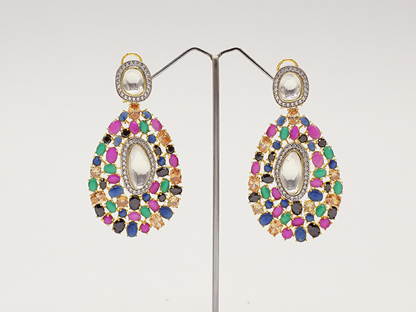 India Ethnic Bollywood Multicolor Stone Earrings, Style : Traditional