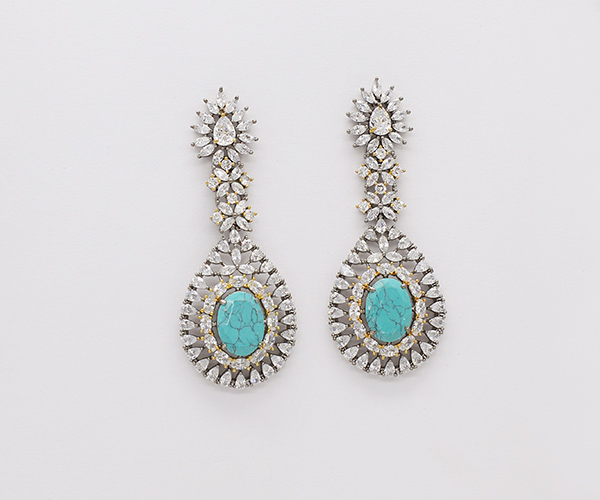 Long Earring with Persian blue Color Stone