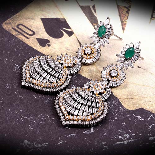 Silver Plated Long Beautiful Forest color Classic Earring