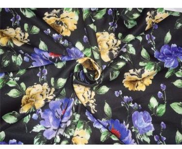 black floral print Scuba Knit fabric