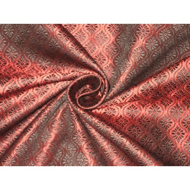 Brocade fabric Black and  Red Colour