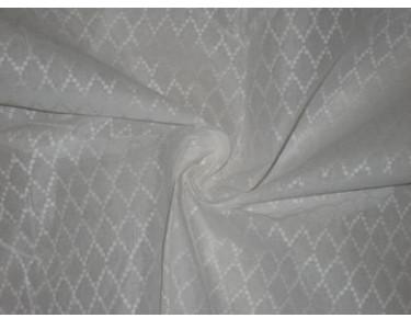 White cotton organdy fabric leno dobby diamond