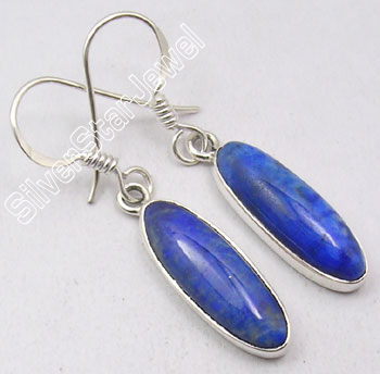 925 Silver LAPIS LAZULI PRETTY Dangle Earrings