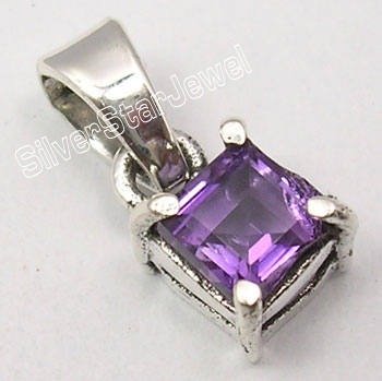 925 Silver NATURAL AMETHYST GEMSTONE Pendant