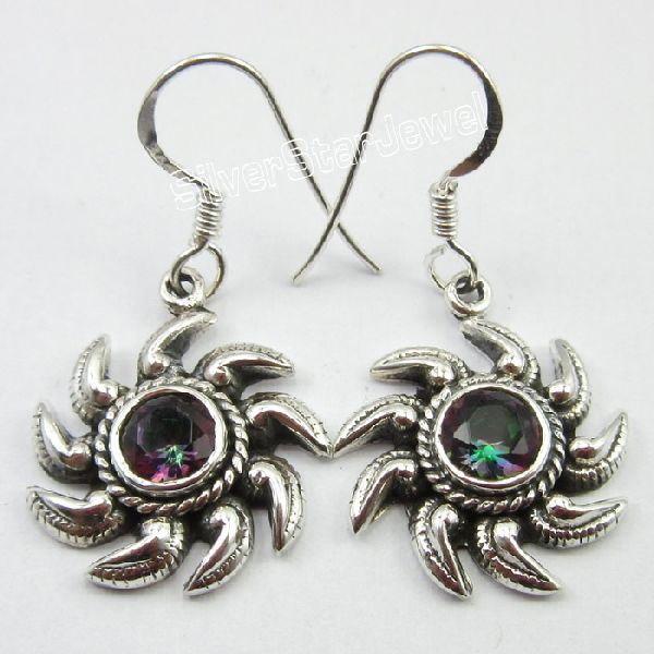 925 Solid Silver MYSTIC TOPAZ RAINBOW Gemstone Earrings